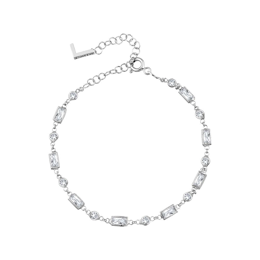Baget Taşlar İle Örülmüş Gümüş Zincir Bileklik - Luce Concept Jewels