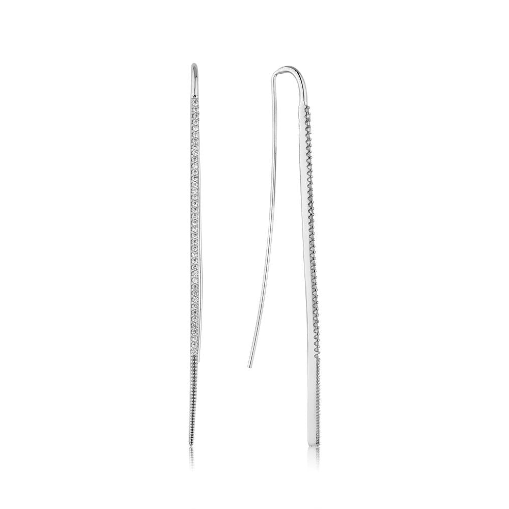 Zirkon Taşlı Uzun Gümüş Küpe - Luce Concept Jewels