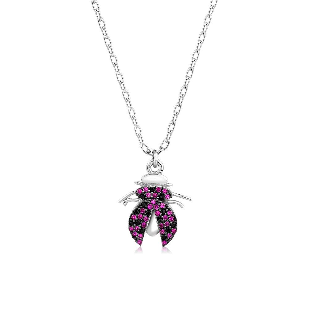 Uğur Böceği Figürlü Gümüş Zincir Necklace - Luce Concept Jewels
