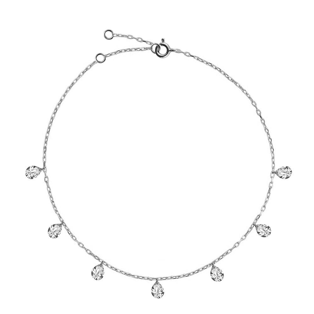 Damla Zirkon Taşlı  Gümüş Zincir Bileklik - Luce Concept Jewels