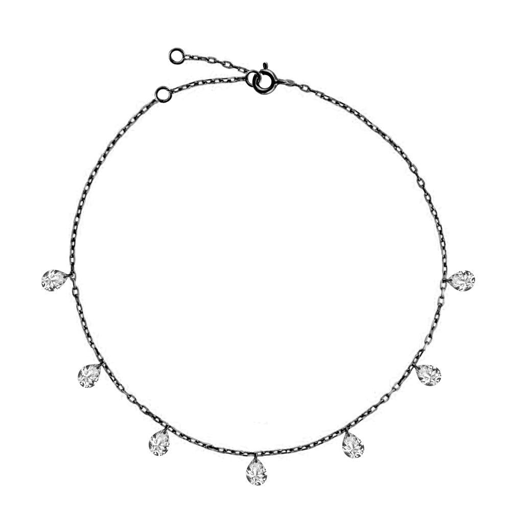 Damla Zirkon Taşlı  Gümüş Zincir Bileklik - Luce Concept Jewels