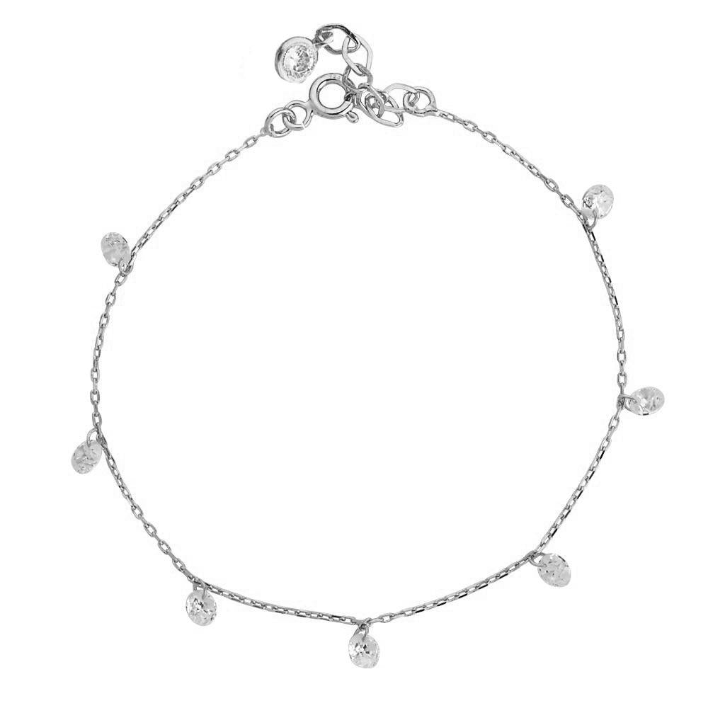 Yuvarlak Zirkon Taşlı Gümüş Zincir Bileklik - Luce Concept Jewels