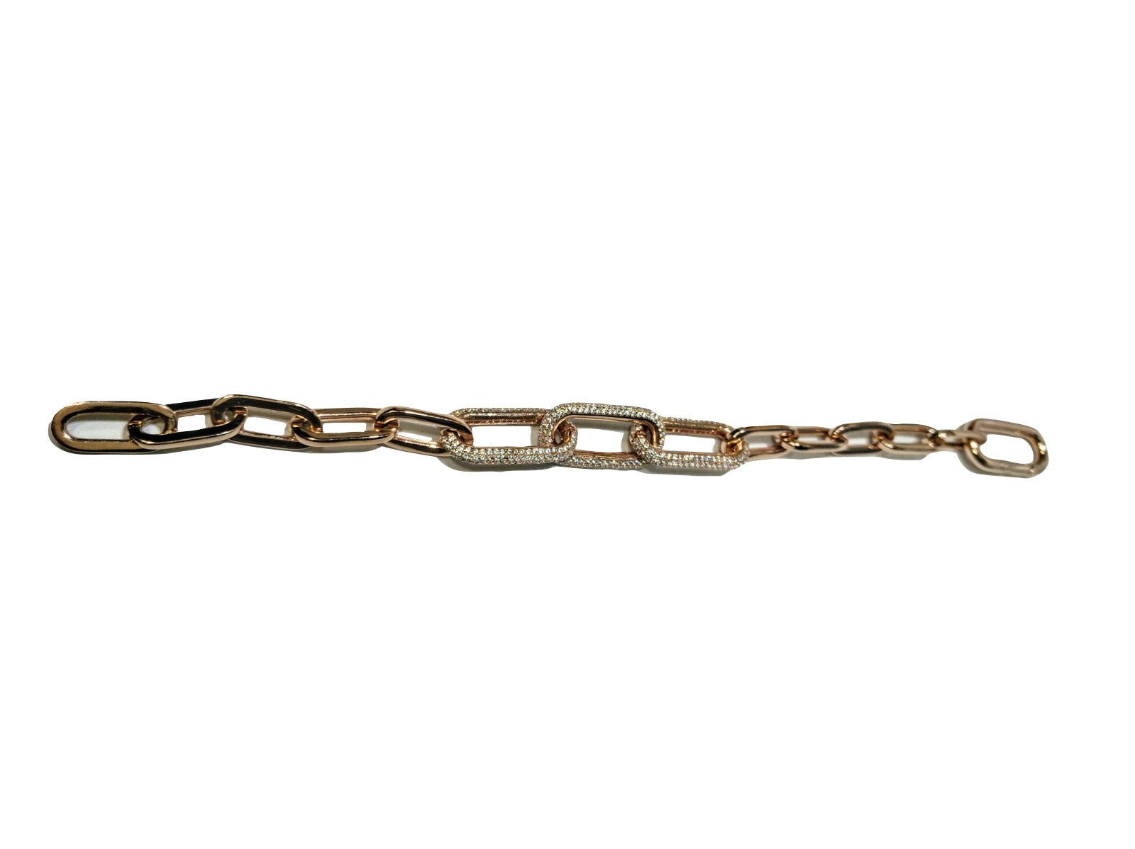 Silver Rolò Chain Bracelet with Zirconium stones