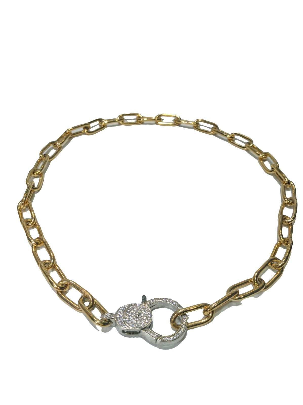 Silver Rolò Chain Necklace with Zirconium stones