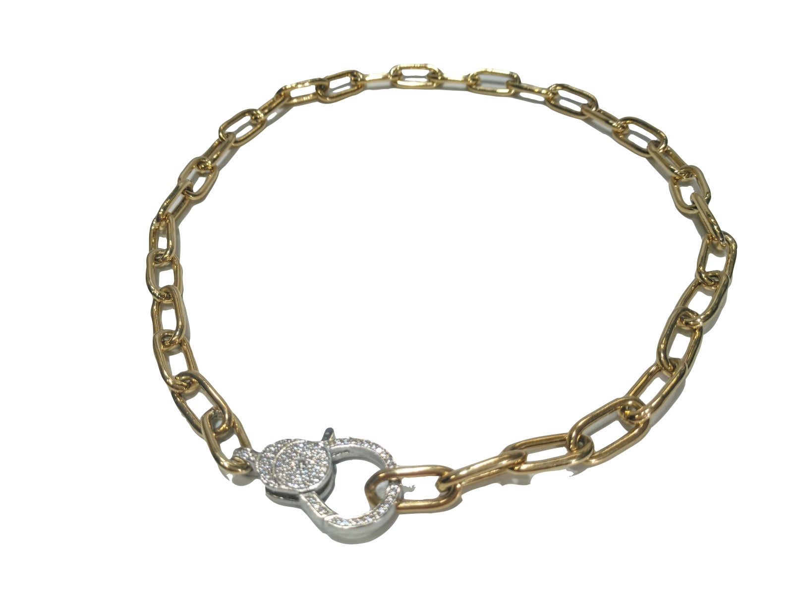 Silver Rolò Chain Necklace with Zirconium stones