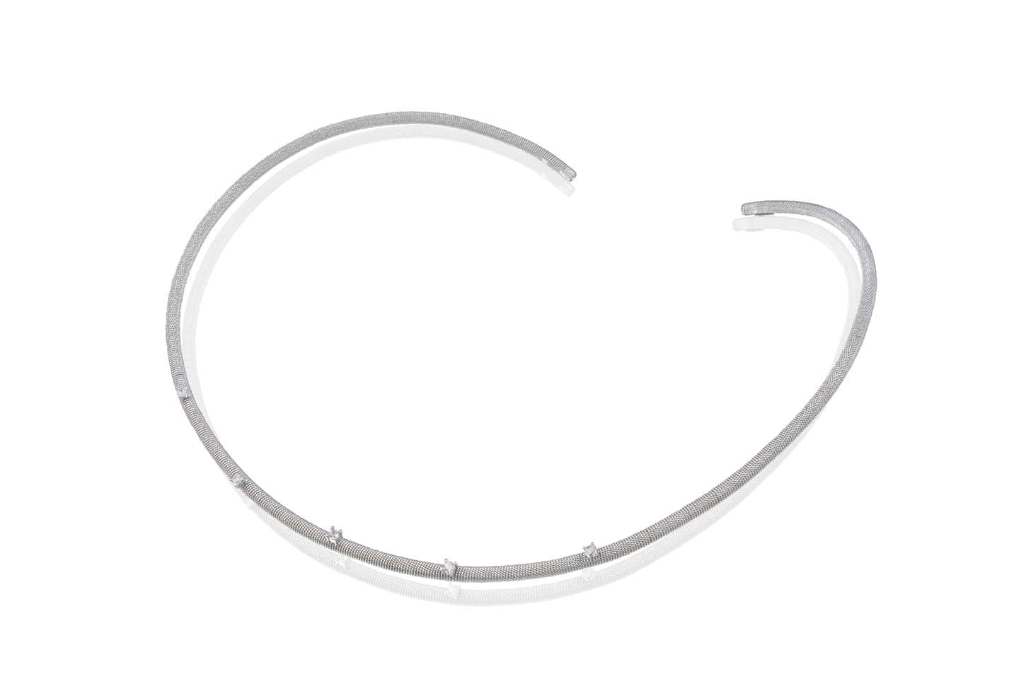 Handmade Silver Choker Necklace with Zirconium Touch